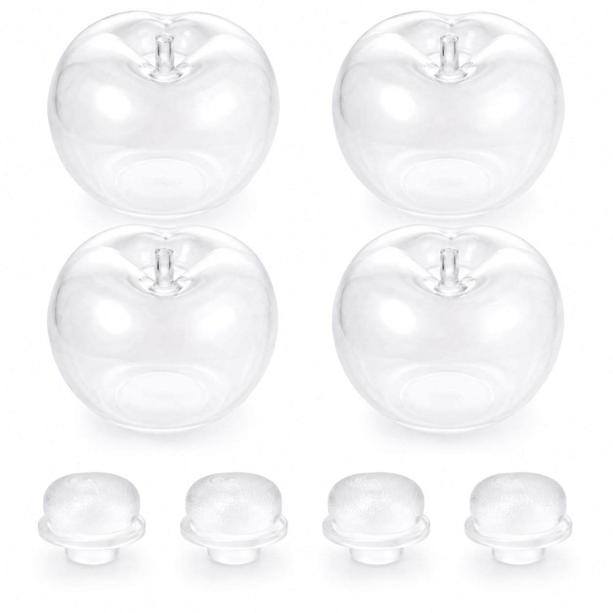 4-Piece Squishy Skin, Clear Apple-Shaped Skins Containers with Plugs