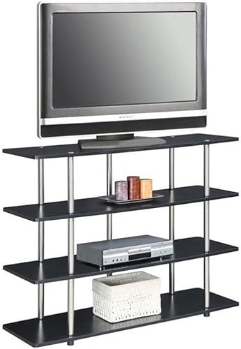 Convenience Concepts Designs2Go No Tools XL Highboy Centro de entretenimiento de 4 niveles de 55 pulgadas, consola de TV moderna con estantes para
