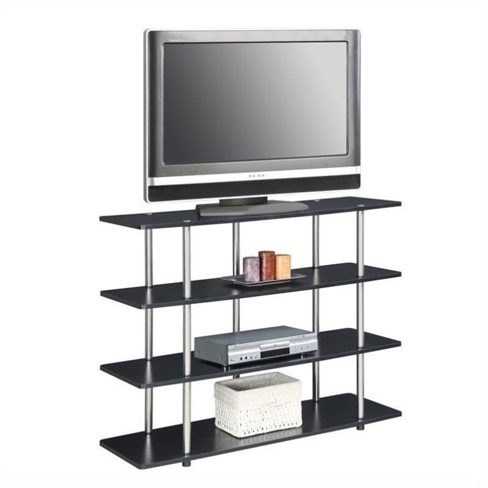 Convenience Concepts Designs2Go No Tools XL Highboy 4-Tier Stand Entertainment Center 55 Inches, Modern TV Console with Shelves for Living, Family Room, 47.25", Black