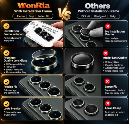 Image of WonRia Pack 3 - Purple Camera Lens Protector Ring Compatible with Samsung Galaxy Z Fold 8 Ultra 5G | Camera Glass Aluminum Alloy Rings | Ultra-HD Metal Frame