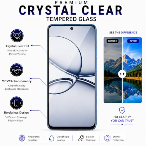 Image of ArmourPro 3D Borderless Tempered Glass for Realme C85 and Narzo 90x and Realme 15x, HD Clear Curved Edge to Edge Screen Protector, 9H Hardness, Oleophobic Coating, Case Friendly | Pack of 1