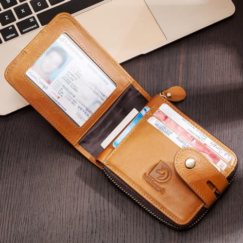 bill heart Zipper Wallets for Men RFID Blocking Genuine Leather Bifold Zip Around Wallet Credit Card Travel Wallet4