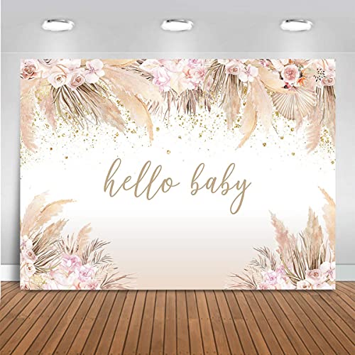 Fondo Boho para Baby Shower 7x5ft Rosa miniatura 1