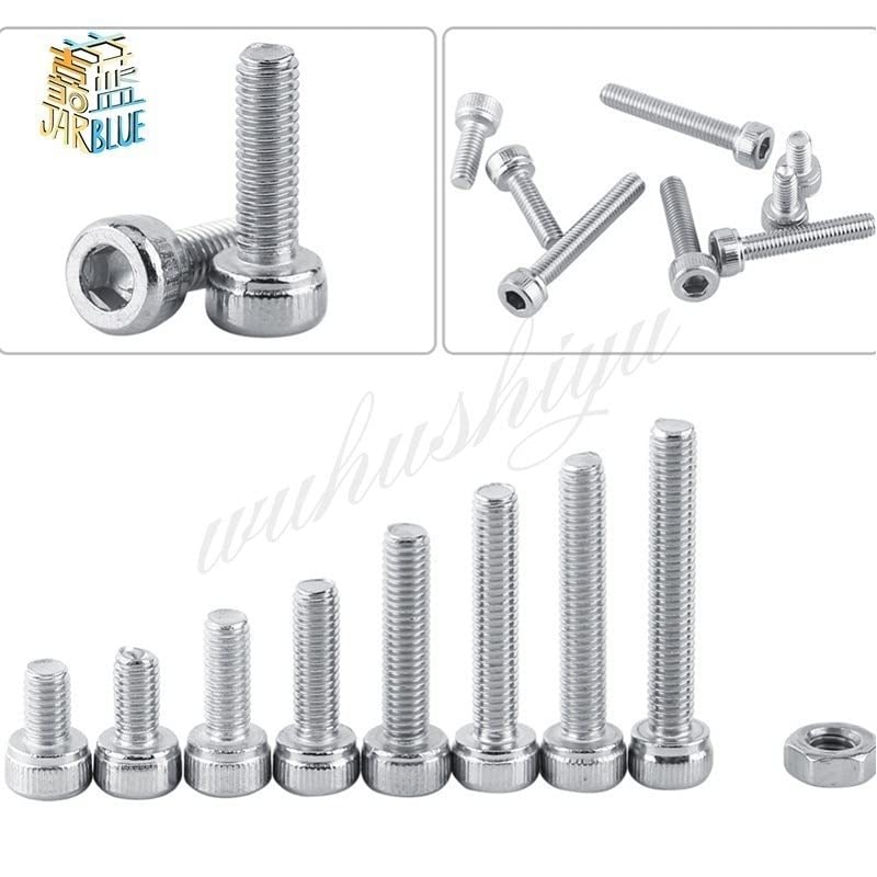 340pcs/set Din912 M2 M2.5 M3 Stainless Steel SS304 Allen Bolt Hex Socket Cap Head Screws Nuts Assortment Kit - (Size: M2.5 Mix 340PCS)