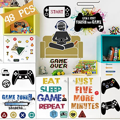 48 adhesivos decorativos para habitación gamer miniatura 2