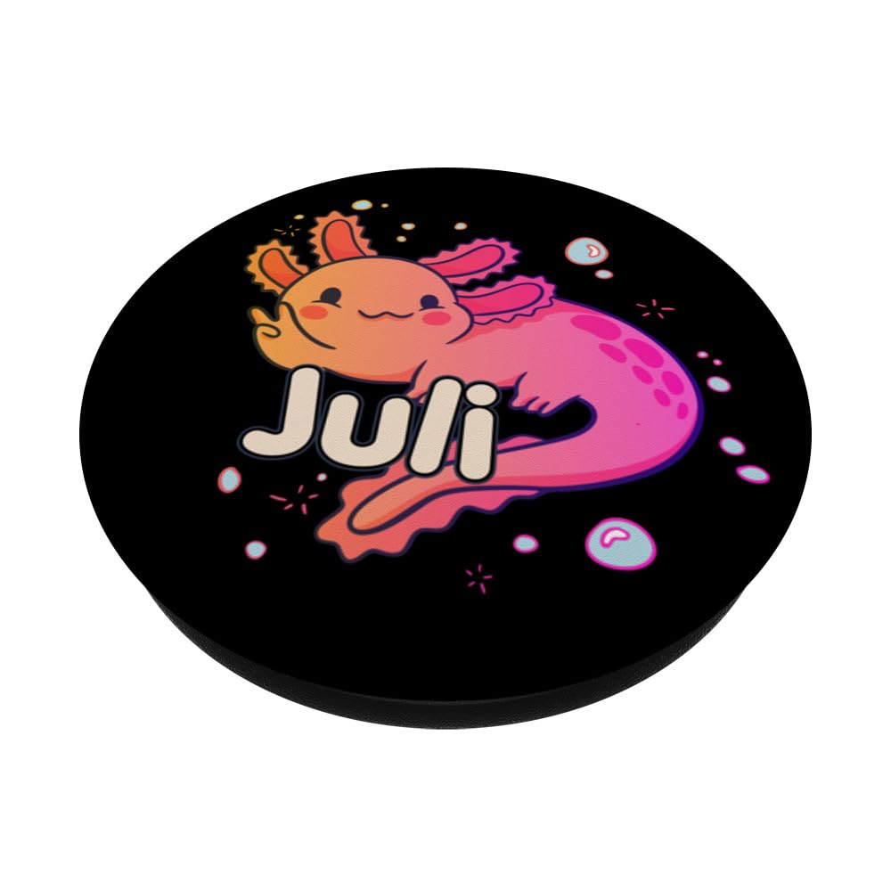 JULI - Beautiful girl name with adorable AXOLOTL PopSockets Swappable PopGrip, Black - Image 2