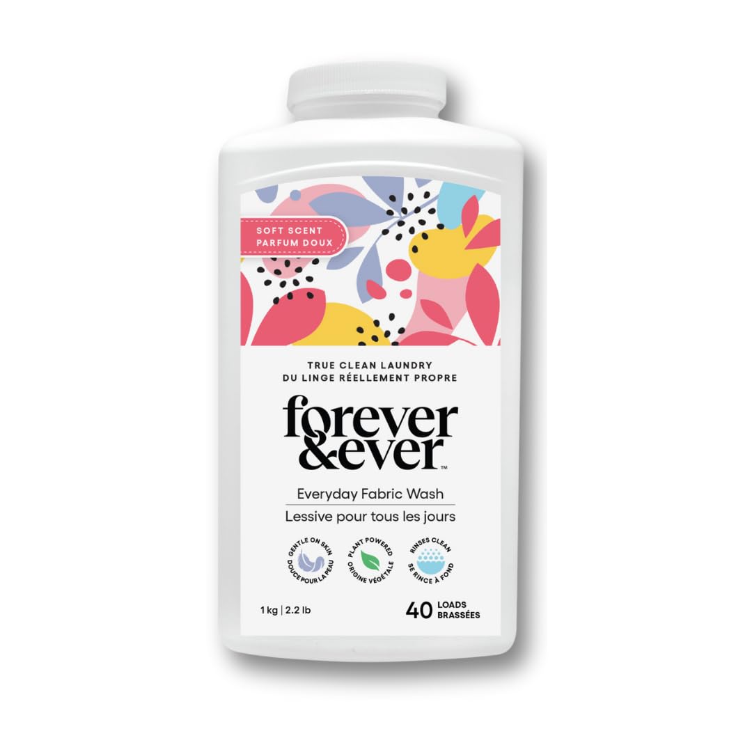 All Natural Laundry Detergent Powder, Gentle Clean Laundry Detergent, Enzyme Free, Plant Based, Biodegradable, Eco Friendly Washing Powder, High Efficiency Premium Wash, Soft Scented, 2.2lbs