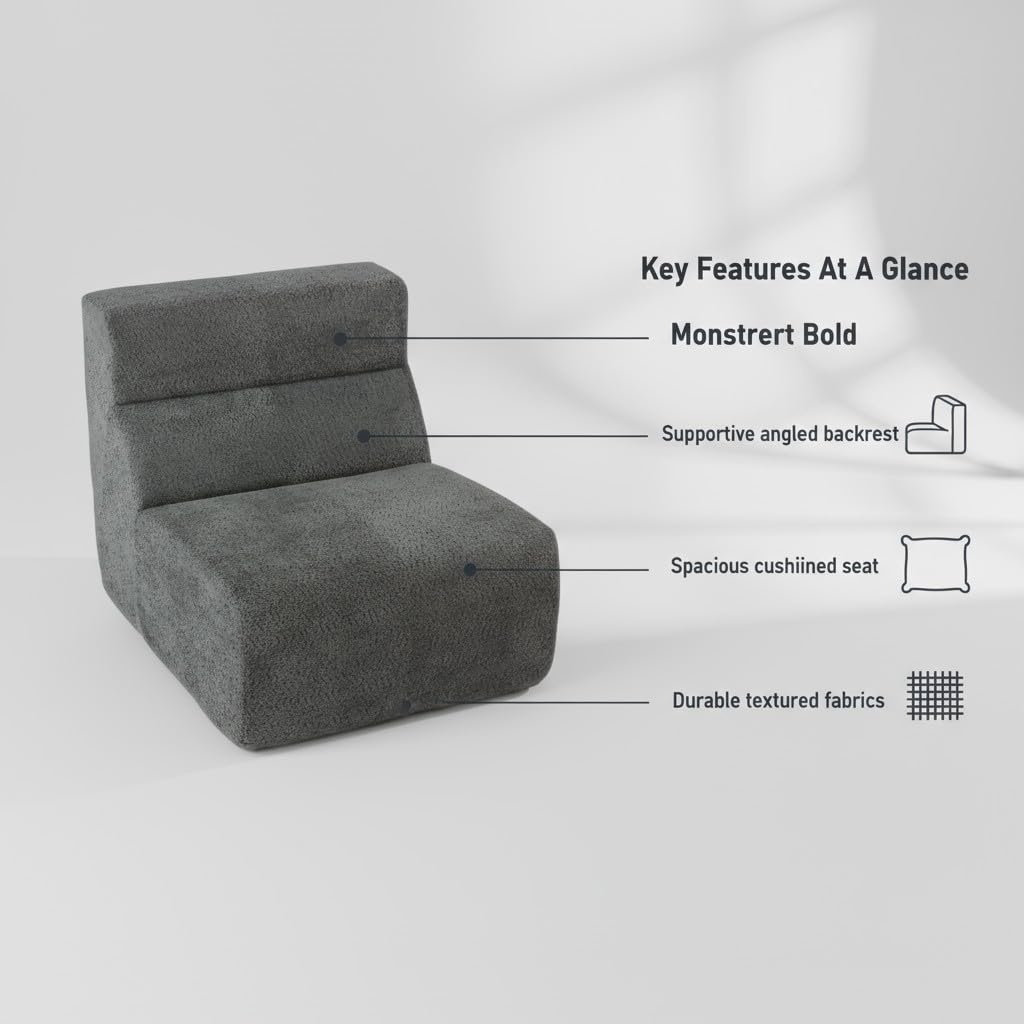 Bodenstuhl mit Hochdichtem Schaumstoff, Grau Ergonomischer Meditationsstuhl, Lazy Sofa, Relaxsessel für Wohnzimmer (Dunkelgrau)
