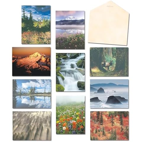 Leanin' Tree, The Pacific Northwest, Blank Cards and Envelopes, Note Cards with Envelopes, Blank Note Cards, Greeting Cards Assortment Box (20 Blank Cards, 22 Colorful Envelopes) Cover