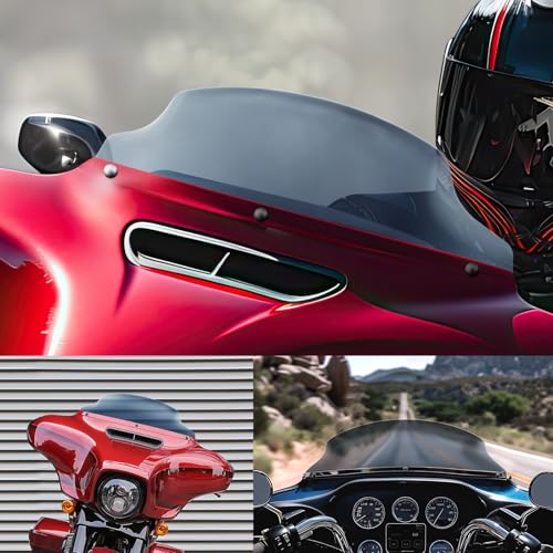 Image of JMTBNO Smoke 4.5 inch Motorcycle Wave Windshield Windscreen Compatible for 2014-2024 Harley Davidson Touring Street Glide /Electra Glide /Ultra Limited /Tri Glide FLHT FLHX FLHXS FLHTK
