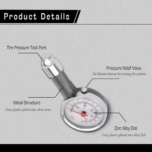 Image of Tire Pressure Gauge for Cars (0-100 Psi), Mechanical Tire Gauges for Tire Pressure, Tire Pressure Gauge Heavy Duty, Tire Air Gauge for Motorcycles, Trucks, Bicycles