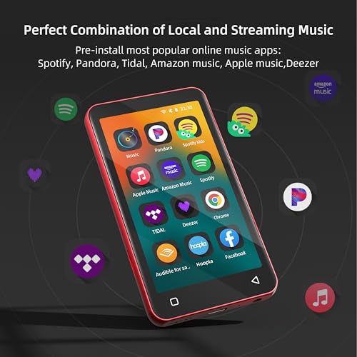 Image of innioasis 80GB MP3 Music Player with Bluetooth and WiFi, MP3 Player with Spotify Kids, Pandora, Audible, 4.0 inch Touch Screen Music Player Pocket with Parental Controls, Up to 1TB (Red)