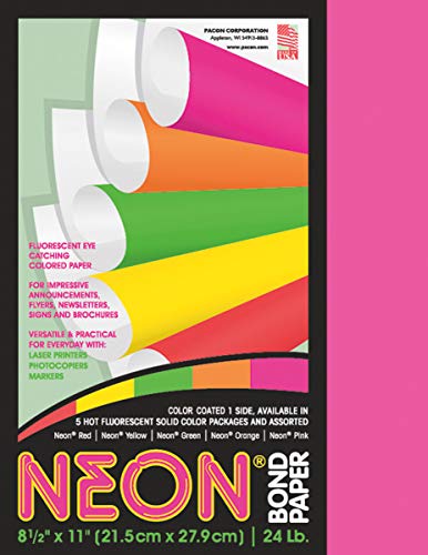 Pacon Neon Multi-Purpose 8.5-in. x 11-in., 100 Sheets, Pink (104319)