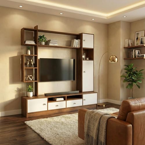 Raywud Elysian Media Engineering Wood Tv Entertainment Unit Set Top Box Stand/Tv Cabinet with Shelves for Books & D�cor Display Unit Bed Living Room 50 Inches | DIY (Do it Yourself) (White) 3 51EyPWi9N L