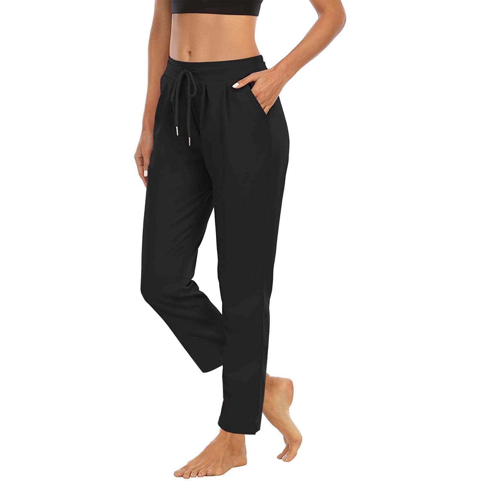 Lounge Pants for Women High Waist Straight Leg Yoga Joggers Lightweight Casual Athletic Workout Trousers with Pockets - 2