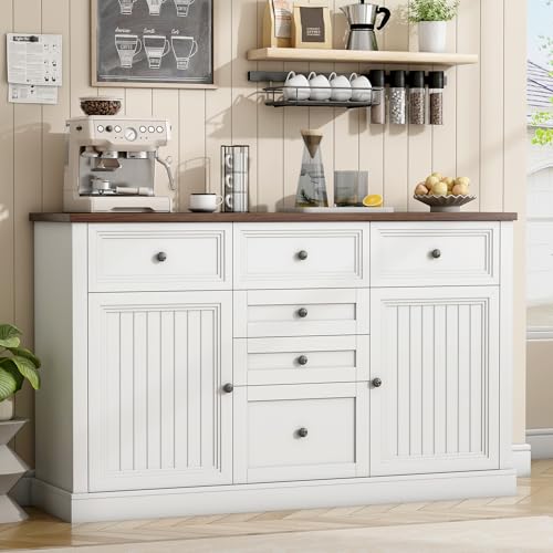 wanan-Sideboard-Buffet-Cabinet-with-Storage-574-Coffee-Bar-Cabinet-with-6-Drawer-Dresser2-Barn-Doors-Farmhouse-Buffet-Table-for-Kitchen-Living-Room-and-Dining-Room-White wanan Sideboard Buffet Cabinet with Storage 574 Coffee Bar Cabinet with 6 Drawer Dresser2 Barn Doors Farmhouse Buffet Table for Kitchen Living Room and Dining Room White