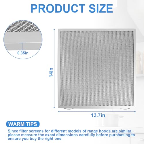 Image of S97017415 Range Hood Filter Compatible with Broan 5 Layer Aluminum Grease Range Hood Filters Replacement 97017415, 14 X 13.7 X 0.35 inch - 2 Pack