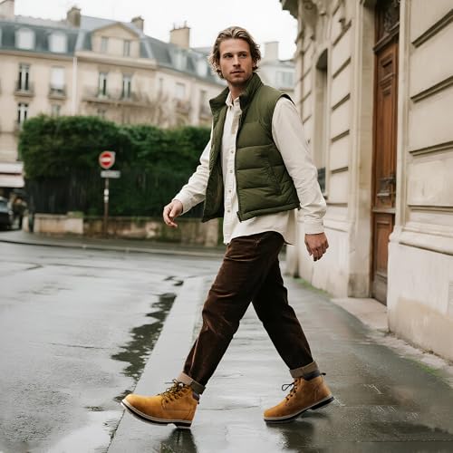 CC-Los Men's Ankle Chukka Work Boots Durable Outdoor Comfort with Anti-Slip Sole Cushioned Support Size 8-144