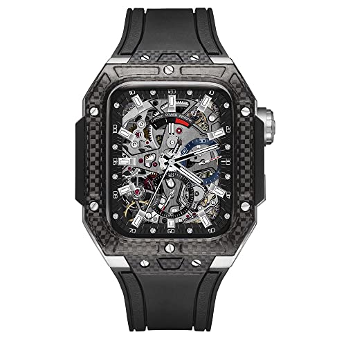 Coque en fibre de carbone Apple Watch bracelet caoutchouc iWatch SE 7 8 45mm