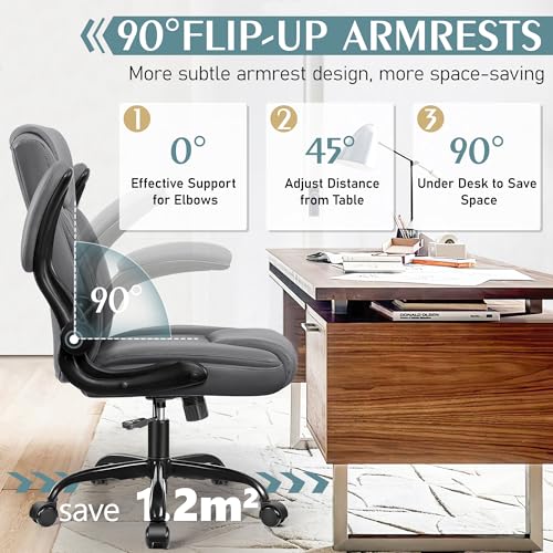 Image of Leather Office Chair, PU Home Computer Desk Chairs with Ergonomic Back Support, 360Swivel Free,Small Gaming Chair with Wheels and Adjustable Armrests, for Short People Use