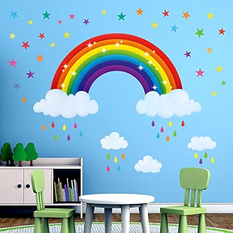 BASHOM Rainbow Star Clouds Decals Cover