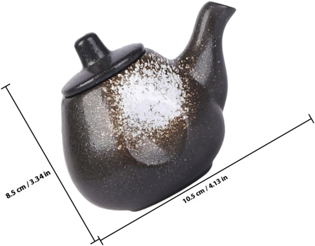 Ceramic Multi-function Oil and Soy Sauce Dispenser Bottle Snowflake White Refillable Vinegar Container with Lid for Household Kitchen Use