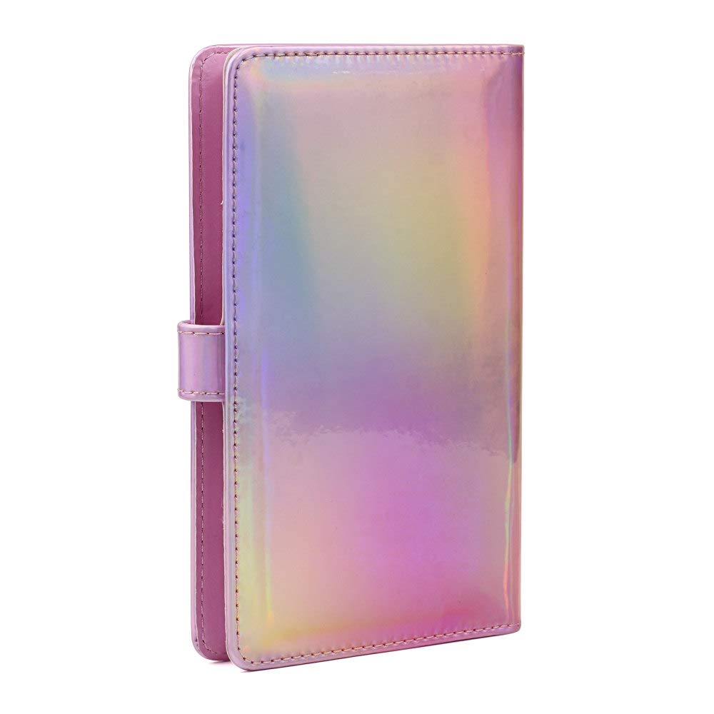 Estuche de cuero para álbum de fotos instantáneo de 96 bolsillos para Mini8 / 9 / 7s / 7C / 25/70/90 Mini álbum de fotos de película de 3 pulgadas, rosa brillante