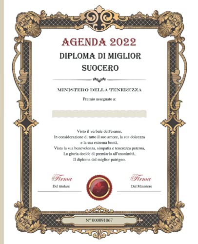 Agenda - Diploma di Miglior Suocero: Agenda giornaliera - Settimanale - Mensile (Un giorno per pagina | 410 pagine in tutto) - Idea regalo