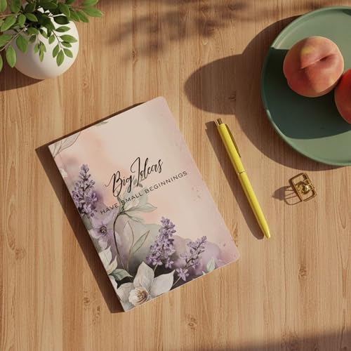 Image of Motivational Floral A5 Notebook Diary for Women & Students | Softbound Laminated Cover | Monthly Planner + Daily Planner | 21 x 15 cm Ruled Journal | Inspirational Quote Cover (Peach Big Ideas have small beginnings)