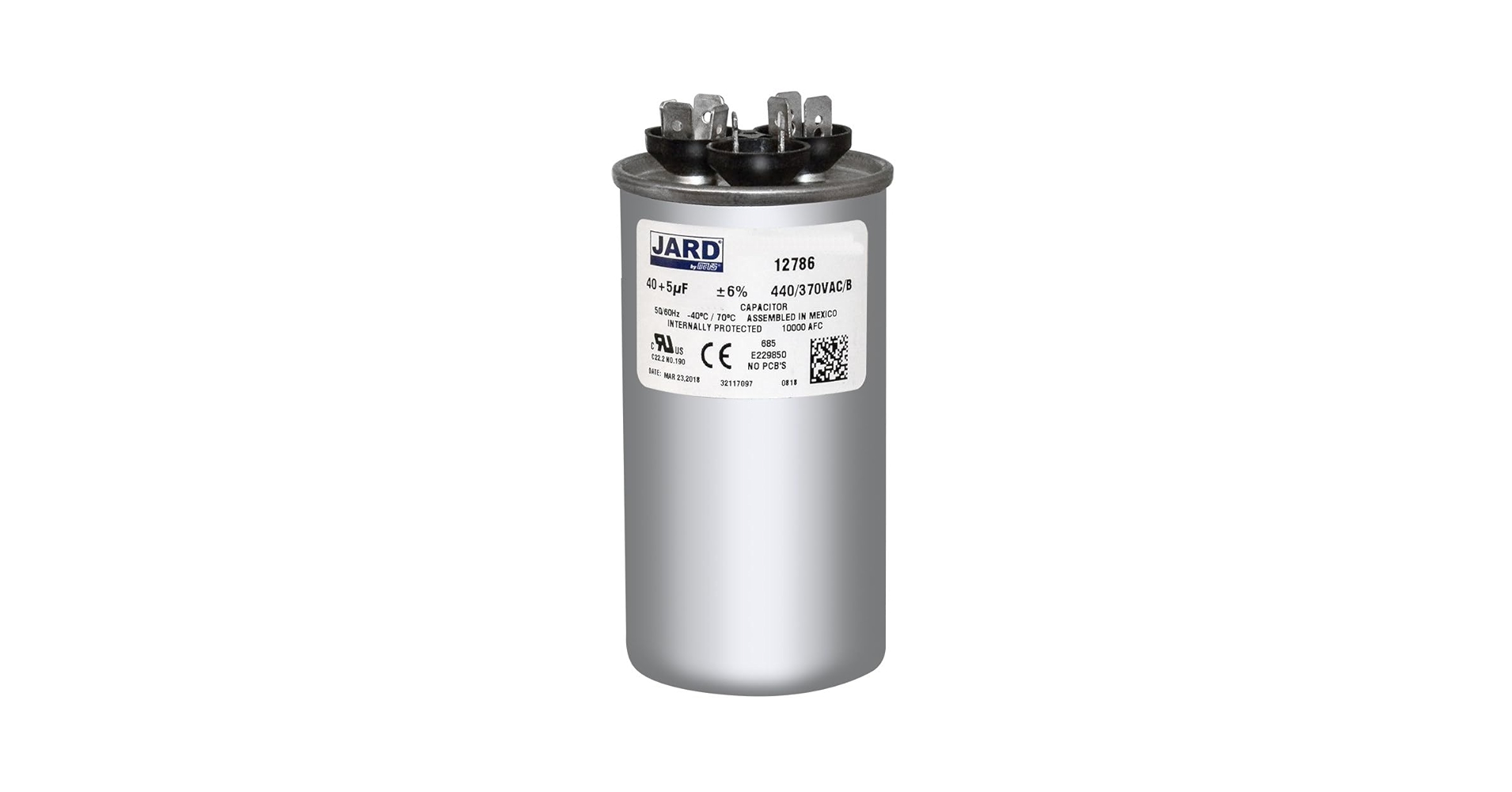 M 100335-22 - 70 + 10 uf MFD 370 Volt VAC - Lennox Round Dual