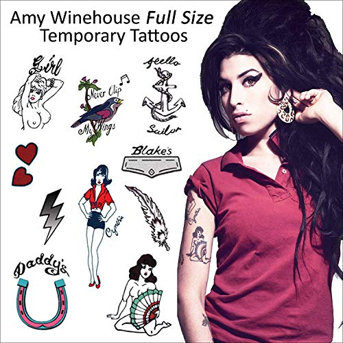 Amy Winehouse Tattoo Set | Temporary Tattoos | Halloween Costume | Skin Safe #TOP1
