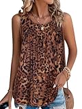 CHICGAL Womens Summer Tank Tops Sleeveless T Shirt Casual Loose Fit Tunic Blouses(Brown Leopard,M)
