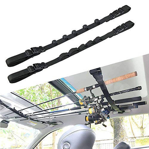 XERGUR Vehicle Fishing Rod Rack, Car Fishing Rod Holder Strap,Fishing Pole Carrier Storage Rack for SUVs Wagons and Vans with 2 Suction Cups - Thumbnail 2