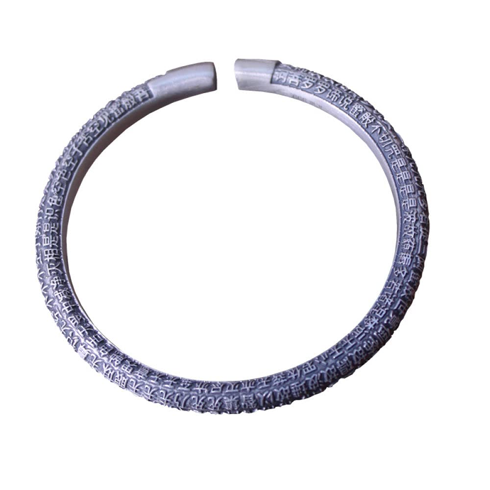 Braccialetti a catena con polsino in argento sterling moda, Bracciale in argento 925 da donna Bracciale con polsino regolabile vintage Intagliare a mano Braccialetti cinesi Feng Shui Gioielli da donna