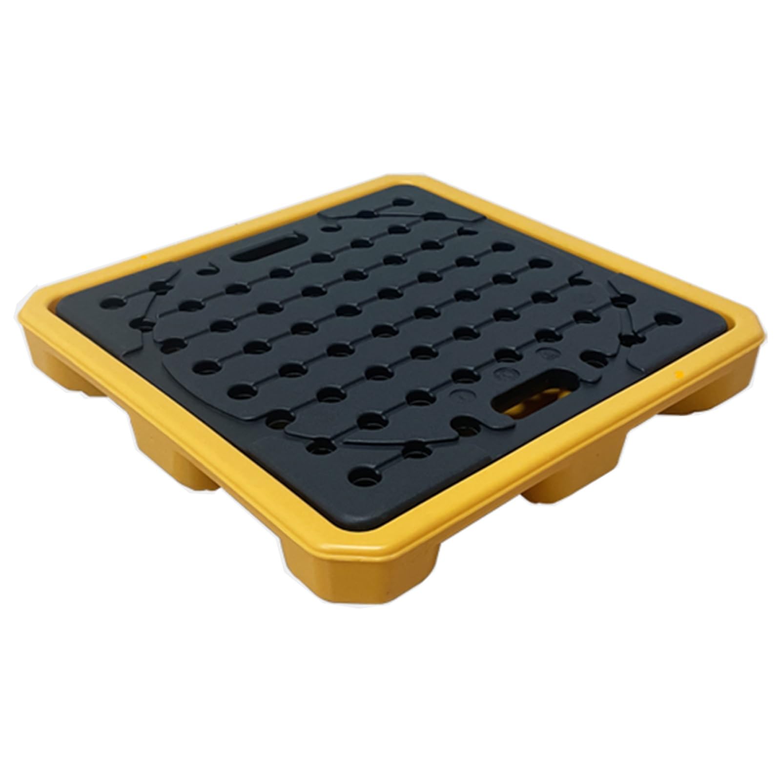 Oil Tank Spill Containment Tray, Industrial 1 Drum Spill Containment Modular Platform for Laboratories Supermarket Basement Storage, Low Profile Plastic Pallet with Drain(68x68x10 cm(26.8x26.8x3.9 inc
