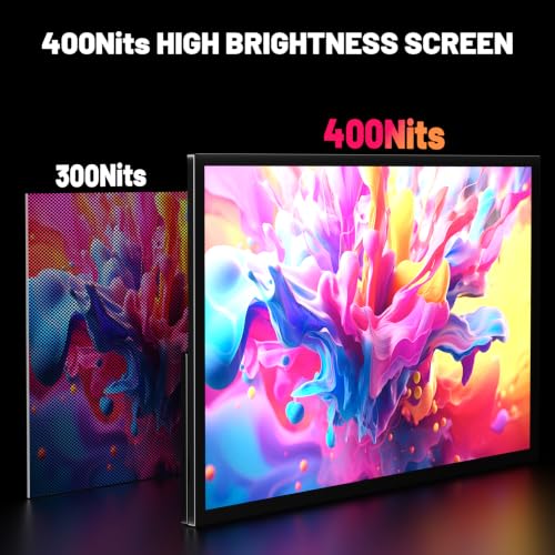 Image of Portable Monitor 4K 23.8 inch 3840 * 2160 UHD 100% sRGB 60Hz HDMI USB-C 24 inch Large Travel Monitor for Laptop, Built-in Stand & VESA Mount, Second Screen for PC Game Consoles