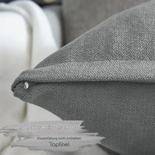 Topfinel Kissenbezug 45x45 cm Grau 2er Set Flauschig Chenille Deko Wohnzimmer Kissenbezüge Kissenhülle Sofakissen Dekokissen Kuschelkissen… – Ansicht 2