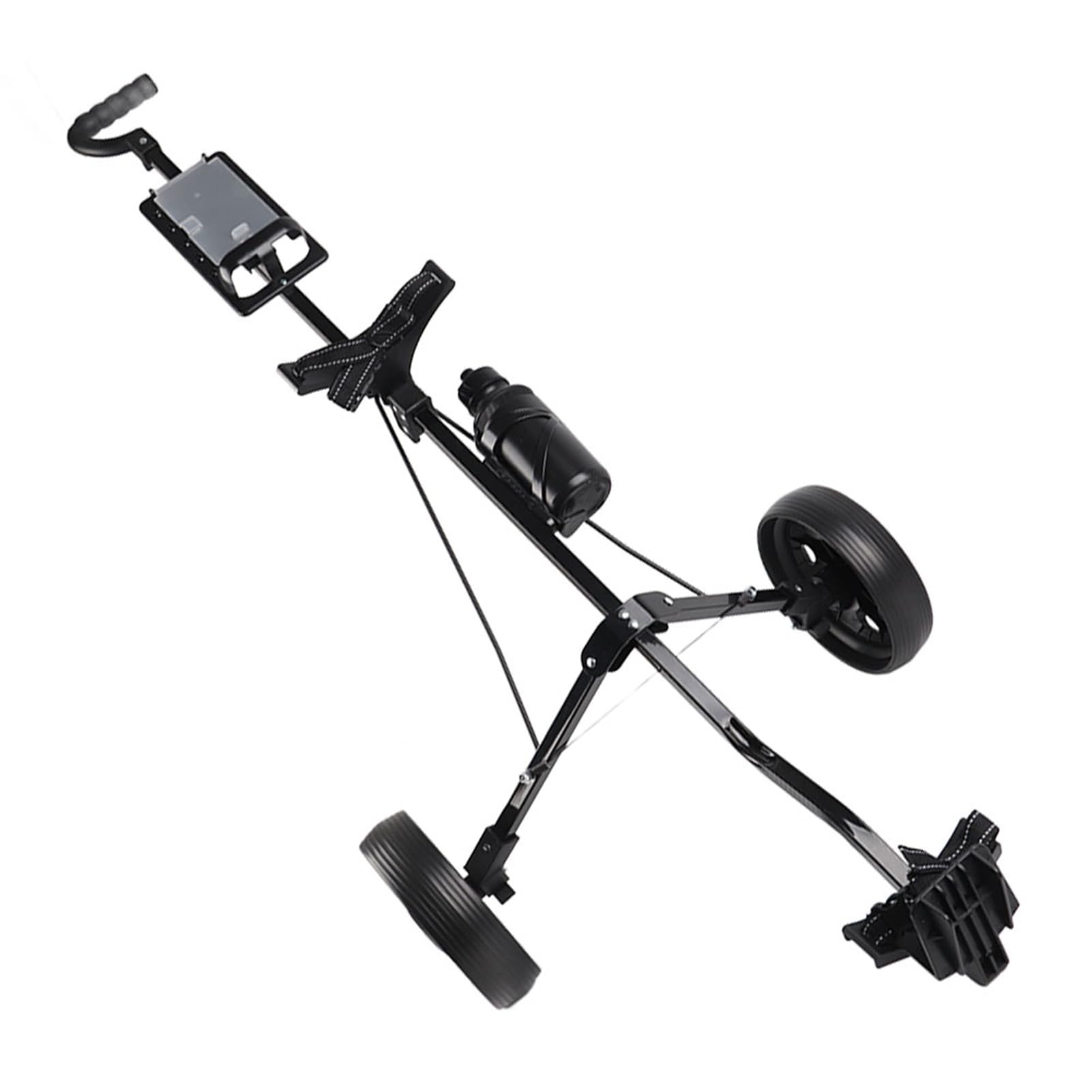 RiToEasysports Carro de Golf Carro de Empuje y tracción Plegable Negro de 2 Ruedas con multifunción para Campo de Golf