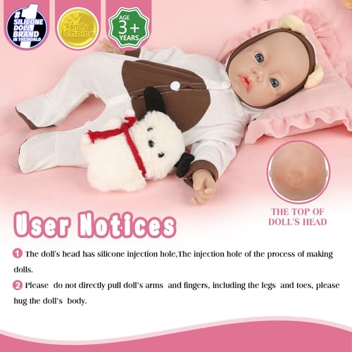 Vollence 40cm Silikon Reborn Baby Puppe, Realistische Babypuppen, Stressabbau-Spielzeug für Kinder und große Freude - Mädchen – Bild 3