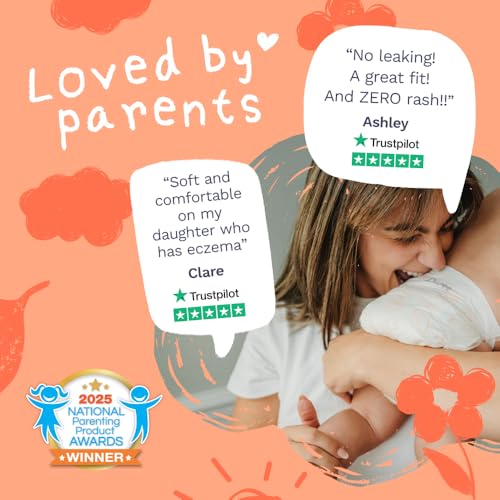 Image of Pura Baby Diapers Size 3-64 Count, 16-28lbs, 12hr Leak Protection, Soft & Gentle Diapers for Hypoallergenic & Sensitive Baby Skin, Toxin-Free*, Organic Cotton, Blowout Blocker, New Size Guide