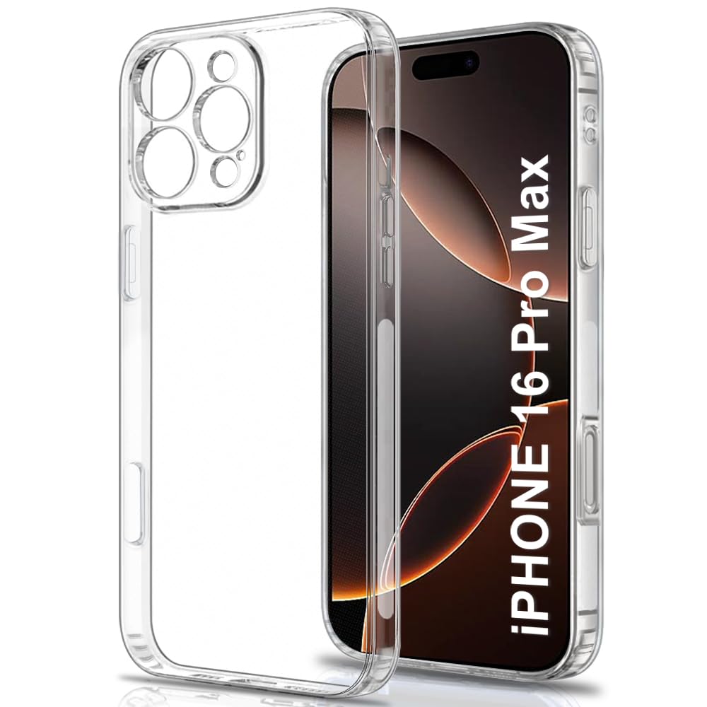 TheGiftKart Back Cover Soft Case for iPhone 16 Pro Max | Best Camera Protection | Inbuilt Dust Plugs & Anti-Slip Grip | Ultra Clear Slim Back Cover Case for iPhone 16 Pro Max (Transparent) (B0DFCPK5P8) Amazon Price History, Amazon Price Tracker