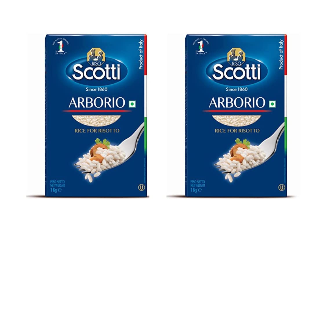 Riso Scotti Arborio Rice for Risotto, Product of Italy, Vacuum Packed1 kg, White (Pack of 2)