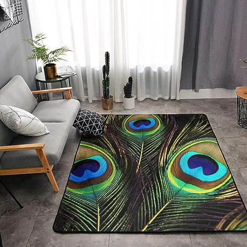 Tapis de sol doux BAFAFA en plumes de paon antidérapant de luxe