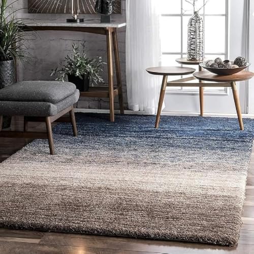 Image of Carpet for Living Room 5X7 FEET Modern Soft Shaggy Carpet Thick, Fluffy & 2 inch Pile Shag Rug for Your Kids Room, Bedroom & Livingroom (Blue Mixture)