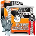 650FT 1/8” T316 Premium Stainless Steel Deck Cable Railing Kit with Cutter & Gloves, 7x7 Strands Construction, Cable Railing Hardware System, Stair Railing, Wire Rope Aircraft Cable for Hanging