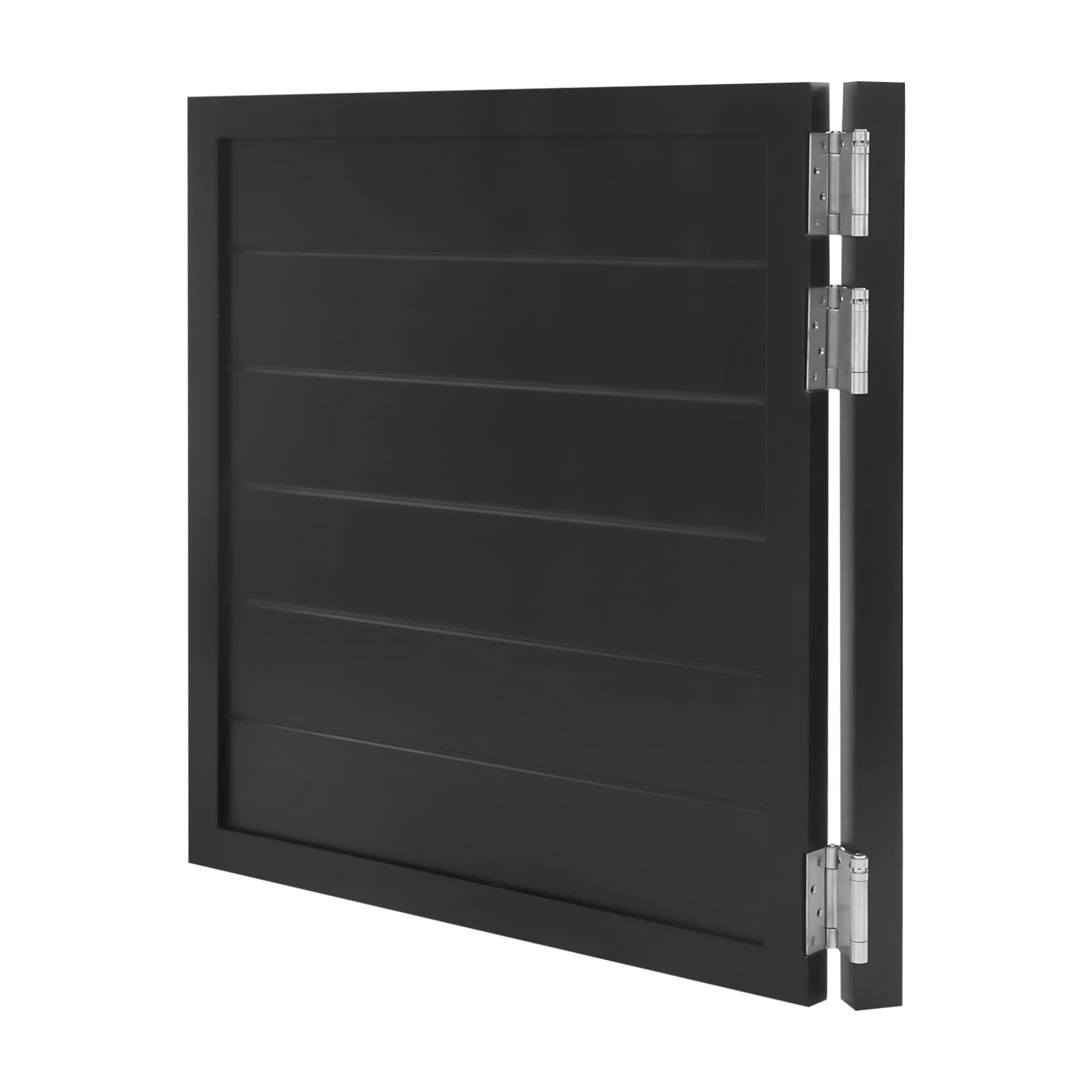 Porte battante simple 90x90 cm noir, épaisseur 3,5 cm en bois de pin, ouverture bidirectionnelle et fermeture automatique, avec cordon, installation facile pour maison, cuisine et débarras