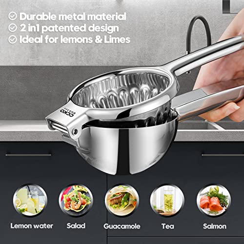 Image of CCKO Lemon Lime Squeezer Stainless Steel Manual Juicer Extra Large Heavy Duty Citrus Juicer Hand Press Max Extraction Fruit Juicer for Oranges Lemons Limes