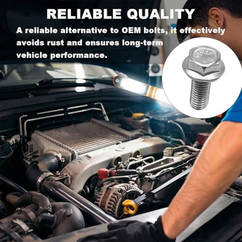 Image of KVAEY 4 PCS Car Top Front Skid Plate Bolts, 304 Stainless Steel 12mm Hex Head Flanged Hexagon Screws, Bolts Compatible with 4Runner Land Cruiser Sequoia Tacoma, Car Accessories (8 PCS)