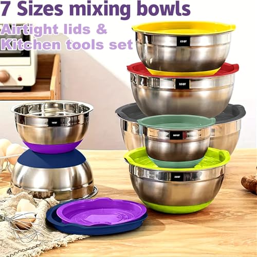 Set de bowls de acero inoxidable con tapas herméticas 20 pcs miniatura 3