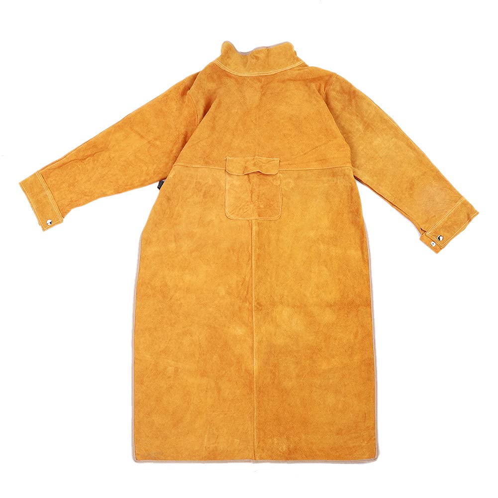 Chaquetas de Soldadura para Hombres, Chaqueta de Soldadura de Cuero Soldador de Seguridad Delantal de Protección Laboral Delantal de Soldadura Delantal de Cuero de Vaca Ignífugo